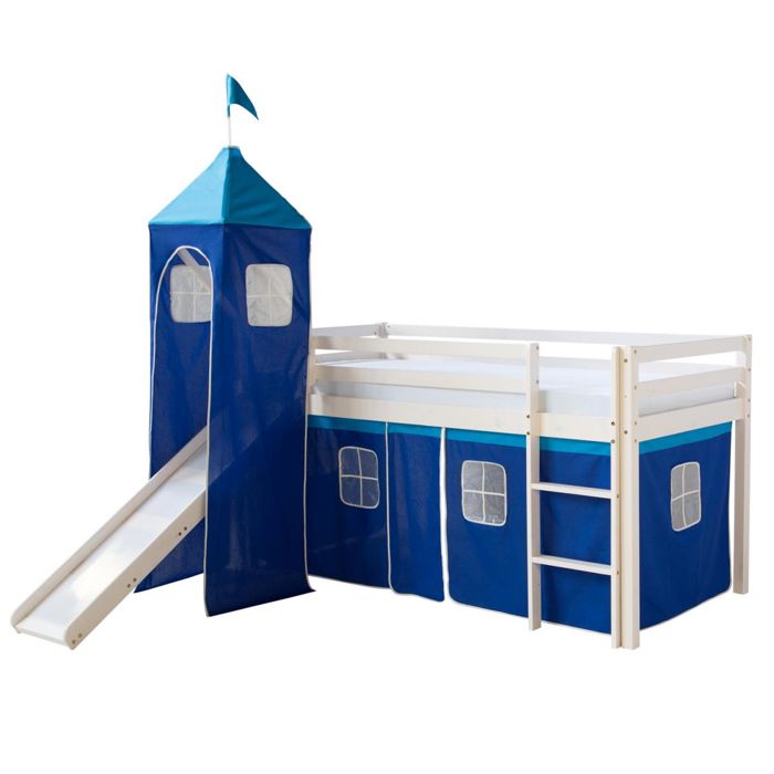 Lit Simple Blanc 90x200 en hauteur avec echelle Rideau Tour Tunnel Rose et toboggan - Lit enfant - Achat & prix Lit Simple Blanc 90x200 en hauteur avec echelle Rideau Tour Tunnel Rose et toboggan - Lit enfant - Achat & prix