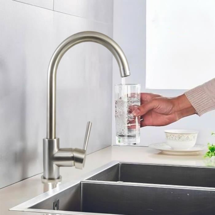 Cinwiny Robinet De Cuisine Central De 20,3 Cm Pour évier De Cuisine à 3 Trous à Double Poignée, Bec Rotatif à 360 Degrés Avec Lignes D'alimentation, Noir Mat, Sans Pulvérisateur Latéral