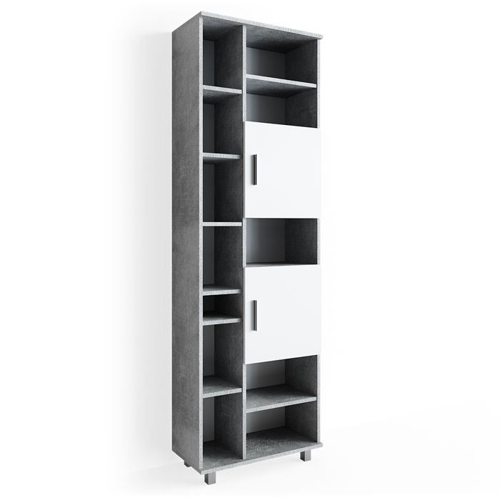 Vicco Meuble De Salle De Bain Ilias 190 X 60 Cm Blanc Beton Etagere Haute Meuble Etagere De Salle De Bain Cdiscount Maison