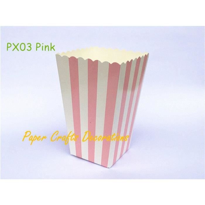 Lot De 24 Mini Boîtes à Popcorn En Papier Pour Bonbons, Fournitures De Fête (rayures Roses