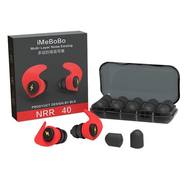 bouchons d'oreilles de sommeil Anti-bruit, spécial Anti-bruit et Anti-bruit, Super isolation phonique, ar Rouge|one size -AOAE1779