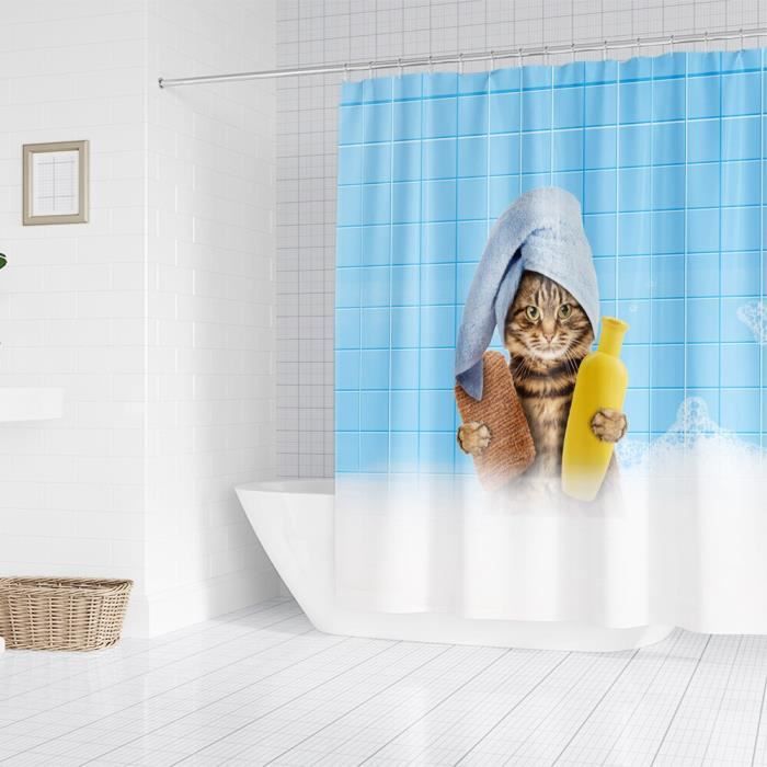 Rideau de douche chat héros licorne avec pistolet, 12 pièces, pour