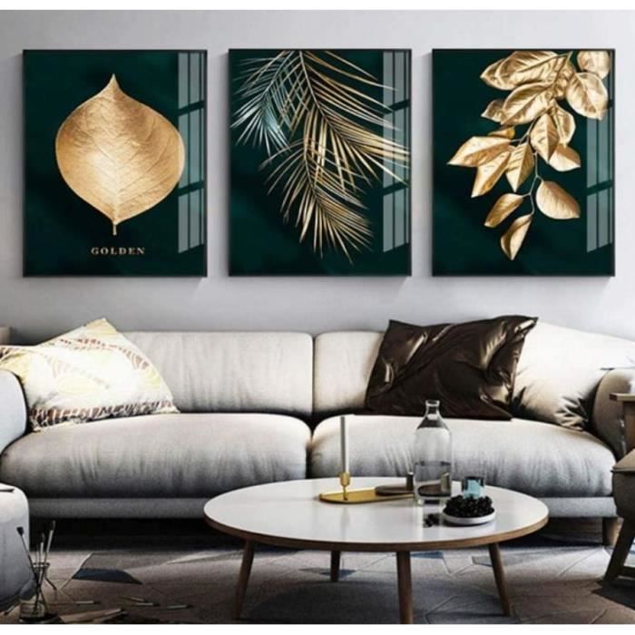 Moderne, Impression sur Toile, Peinture, Art, Abstrait, doré, Plante, Feuilles, Affiche, Mur, Salon, décoration Unique, 40×60cm