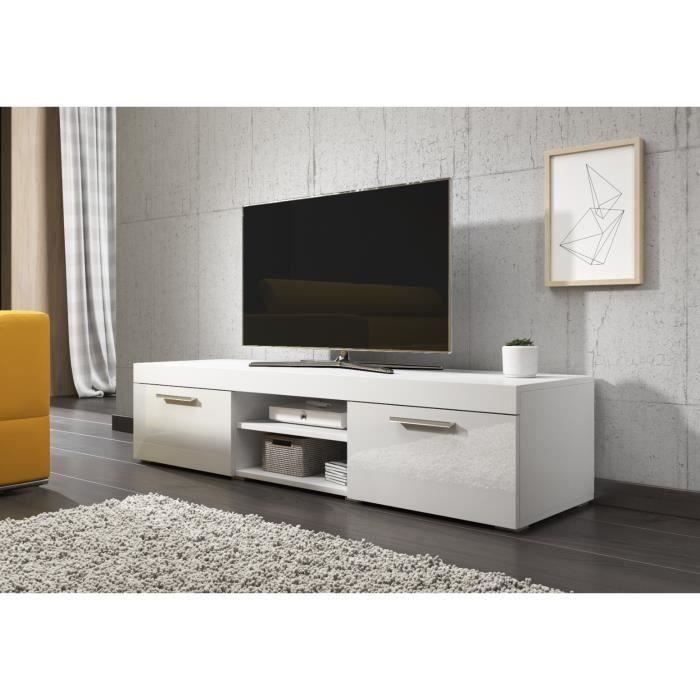 paris meuble tv contemporain decor blanc 140 cm