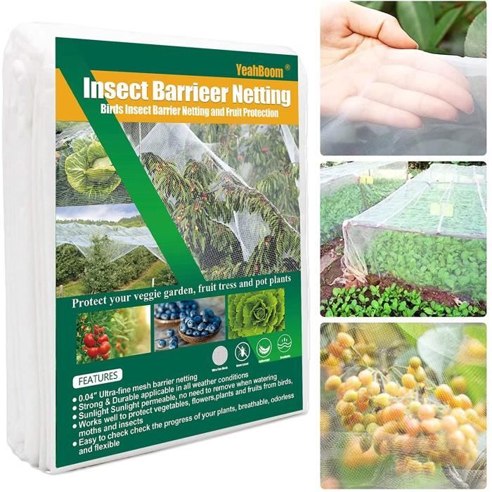 4 Filets Anti-insectes Et Oiseaux Pour Jardin - HDPE, 100x120 Cm, Avec Fermeture éclair Et Cordon