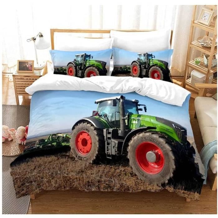 Housse De Couette Tracteur - Fermeture éclair cachée - 2 Taie d