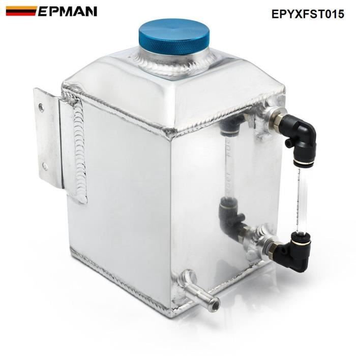 Réservoir D'essence,EPMAN aluminium carré voiture moteur huile capture réservoir peut réservoir reniflard Kit - Type Argent