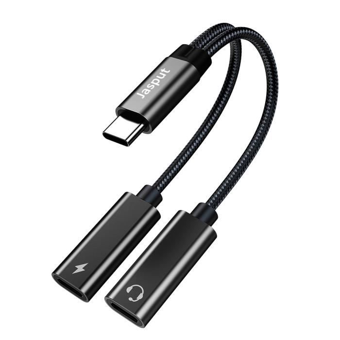 Câble téléphone,Adaptateur USB C DAC 2 en 1 pour écouteurs,Type C