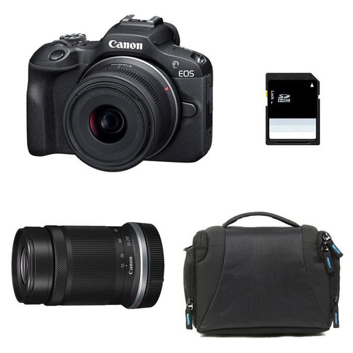 CANON EOS R100 + RF-S 18-45mm f/4.5-6.3 IS STM + RF-S 55-210mm f/5-7.1 IS STM Garanti 3 ans + Sac + Carte SD 8 G