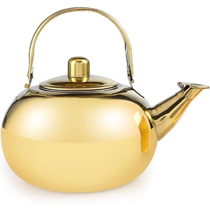 Bouilloire En Inox 1,5 L Avec Infuseur Amovible - Compatible Toutes Plaques (Induction, Gaz, Électrique) - Design Avec Couvercle Tournesol - 1