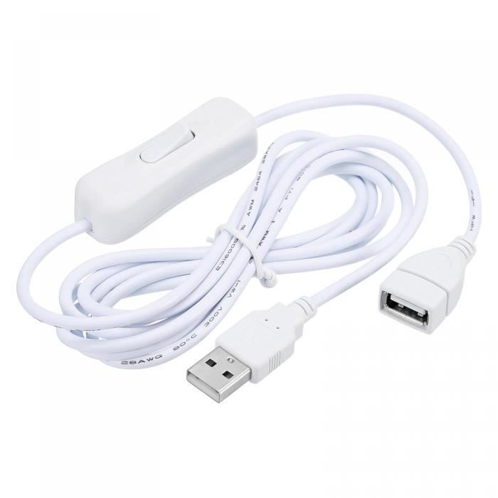 Câble d'alimentation USB avec interrupteur mâle vers femelle, interrupteur ON OFF, lumière LED interdite, 28cm, 1PC  34