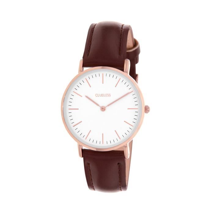 CLUELESS Montre Quartz Classique en Cuir Marron Femme Cdiscount