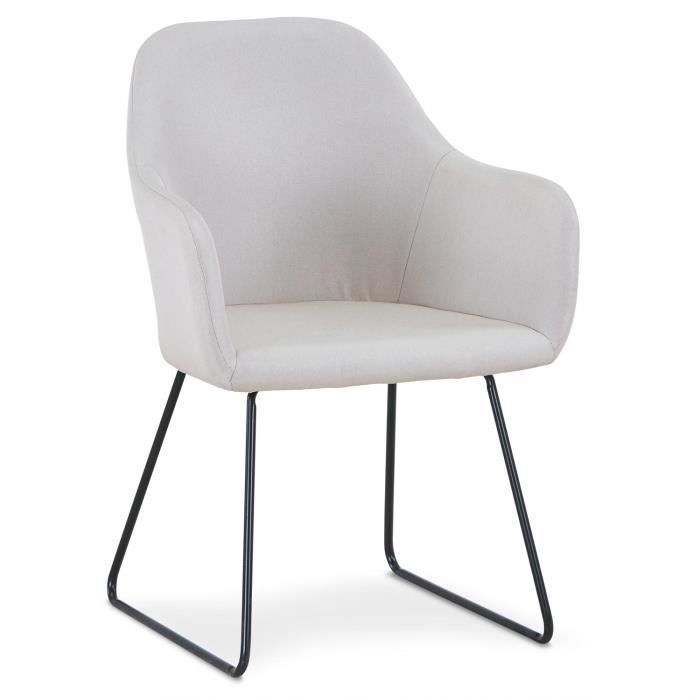 chaise epok - cotecosy - métal noir et tissu gris - contemporain - lot de 2 - intérieur