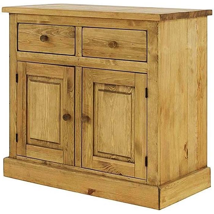 Buffet Pin Massif 100 Cm 2 Portes 2 Tiroir Cdiscount Maison