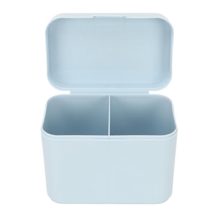 Boîte De Rangement Cosmétique 3 Compartiments Avec Couvercle Transparent – Distributeur Cotons-Tiges & Accessoires Salle De Bain (Blanc)