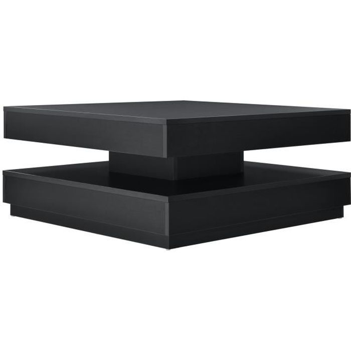 Table Basse avec Plateau Tournant Florenz Noir [en.casa]