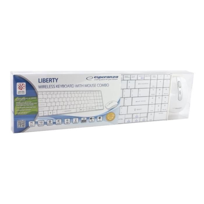 Esperanza Ensemble clavier et souris - EK122W LIBERTY - Sans fil - 2.4 GHz Blanc - vue 2