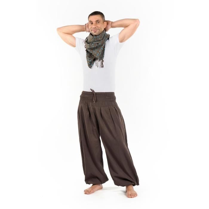 Pantalon bouffant homme Fantazia Pantalon sarouel elastique bouffant marron Elia TU Marron Marron Marron Cdiscount Pret a Porter