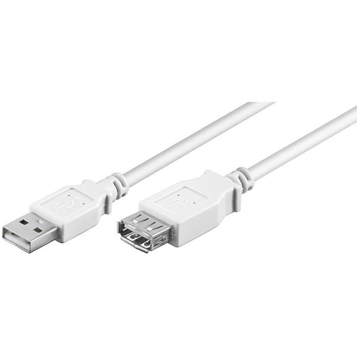 Cable rallonge USB 2.0 A / A 3m Blanc - Cdiscount Informatique