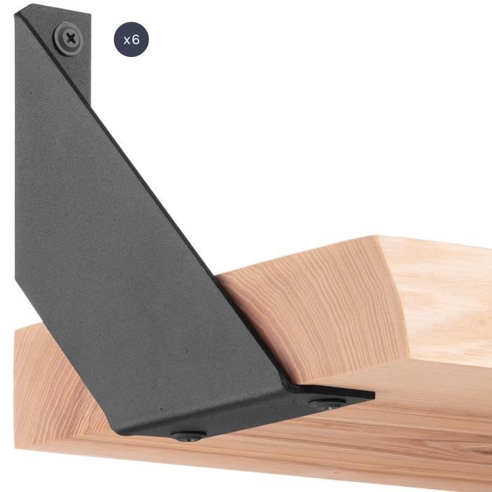 Support détagère en métal HOLZBRINK - fixation murale - 150x150x30mm - noir