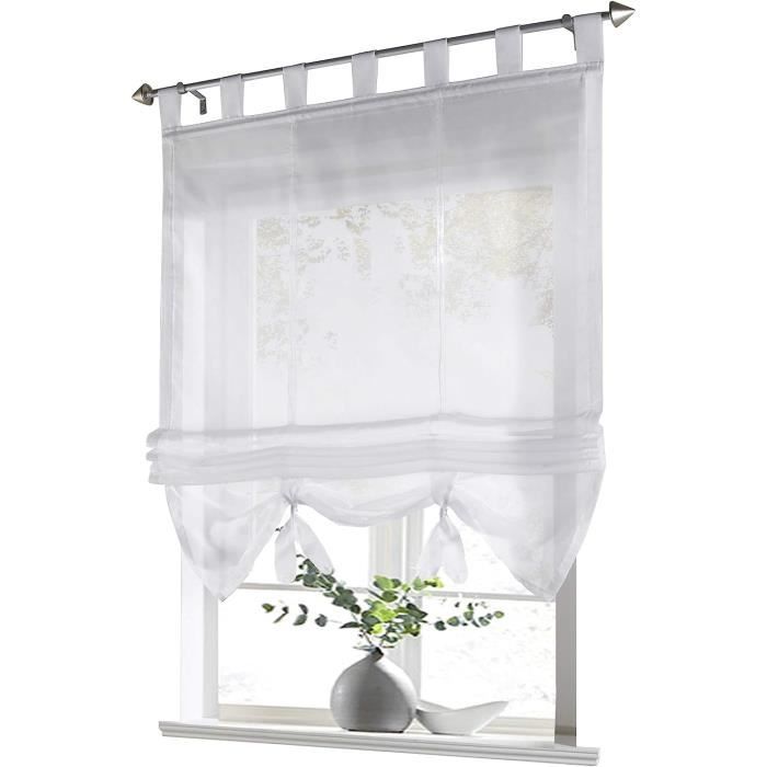 Beau Store Romain Blanc Sur Mesure, Fait Main, Doublé, Occultant – 120x150cm
