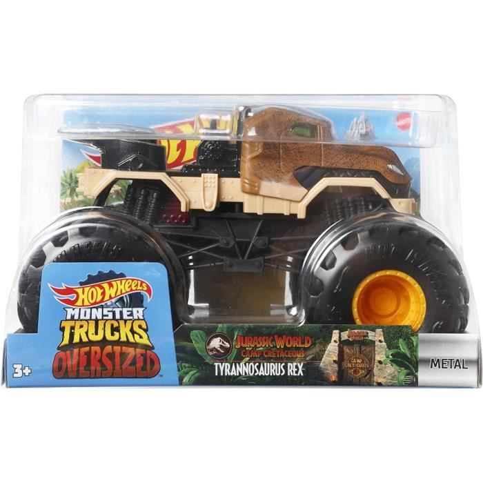 Hot Wheels Monster trucks Geant Jurassic World Tyrannosaurus Rex Voiture Dino Brun 19x13cm Lxl Vehicule Miniature 1 24 1 Carte