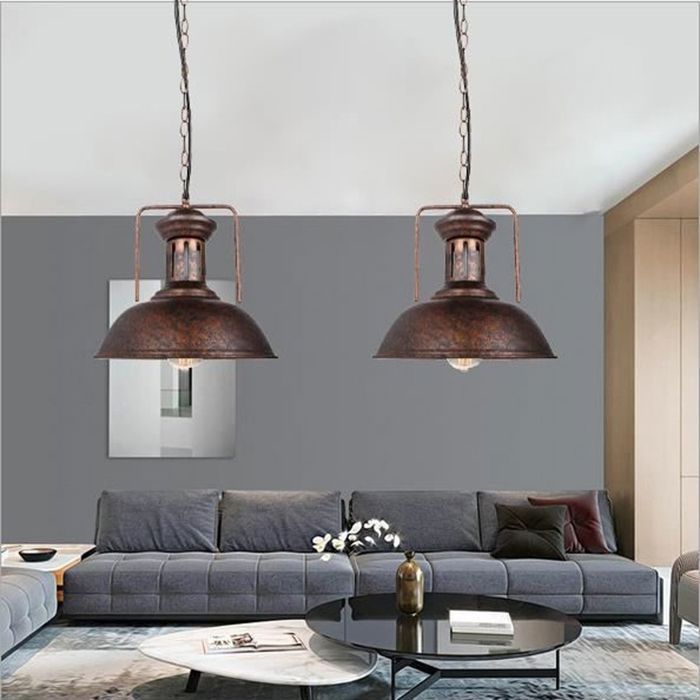2x Applique murale luminaire vintage design rétro en fer bois E27 lustre  suspension éclairage intérieur salon chambre cuisine noir