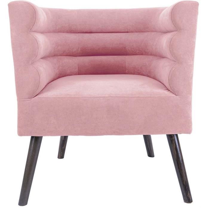 fauteuil - leitmotiv - explicit - velours et bois - rose poudré