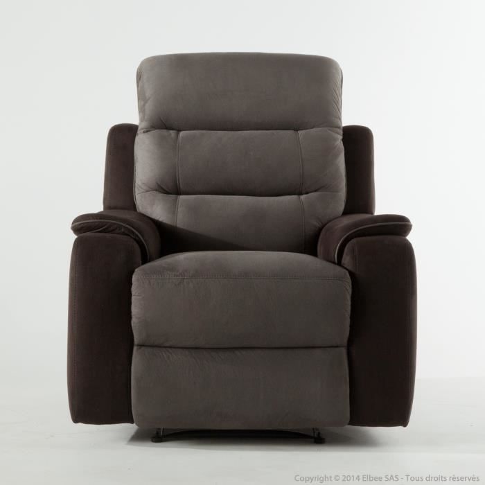 Fauteuil Relax Manuel Tissu Microfibre Gris Clairgris Foncé Têtières Chloe
