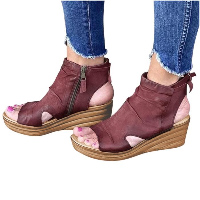 Mode Femmes Solides D t Dames Confortables Sandales Slope Heel