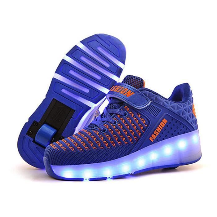 Skateshoes USB Charge Enfant Basket Roulettes Mesh Chaussures LED