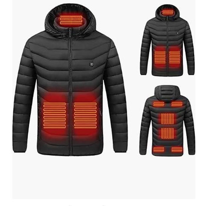 Veste Chauffante USB Homme/Femme - Capuche, Manches Longues, Rechargeable, 3 Niveaux De Chaleur, Pour Hiver, Moto, Pêche