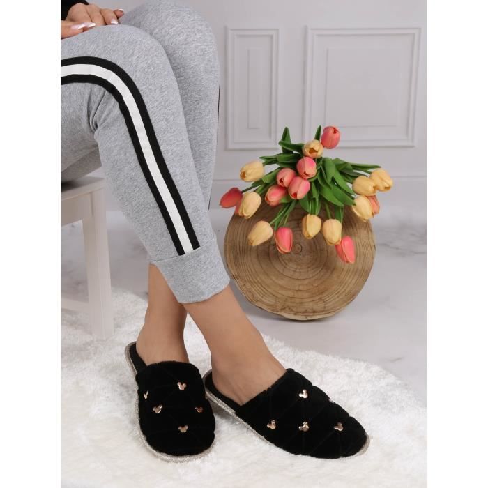 Chaussons confortables pour femmes Mickey Disney Mouse noirs