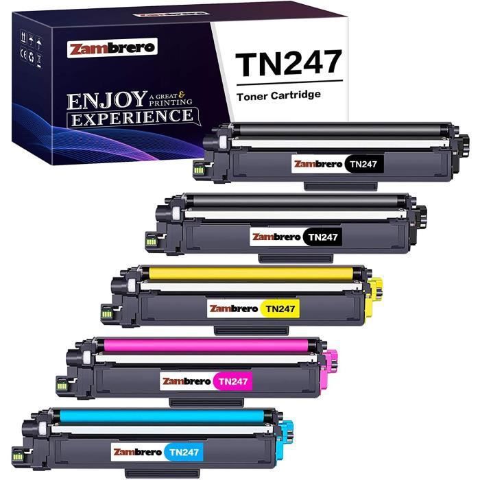 No Chip ZIPRINT 4 Multipack Toner sans Puce Compatible Brother TN247 TN-247 pour Brother HL-L3210CW L3230CDW L3270CDW MFC-L3710CW L3730CDN L3750CDW L3770CDW DCP-L3510CDW L3550CDW L3517CDW Imprimante 