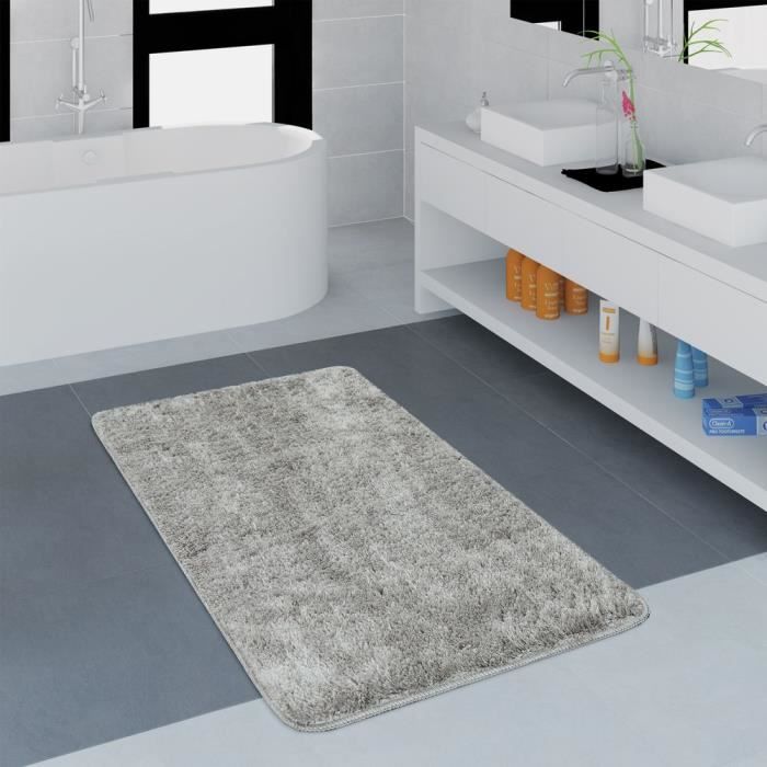 salle de bain tapis uni moelleux confortable dif tailles coloris 80x150 cm gris cdiscount maison