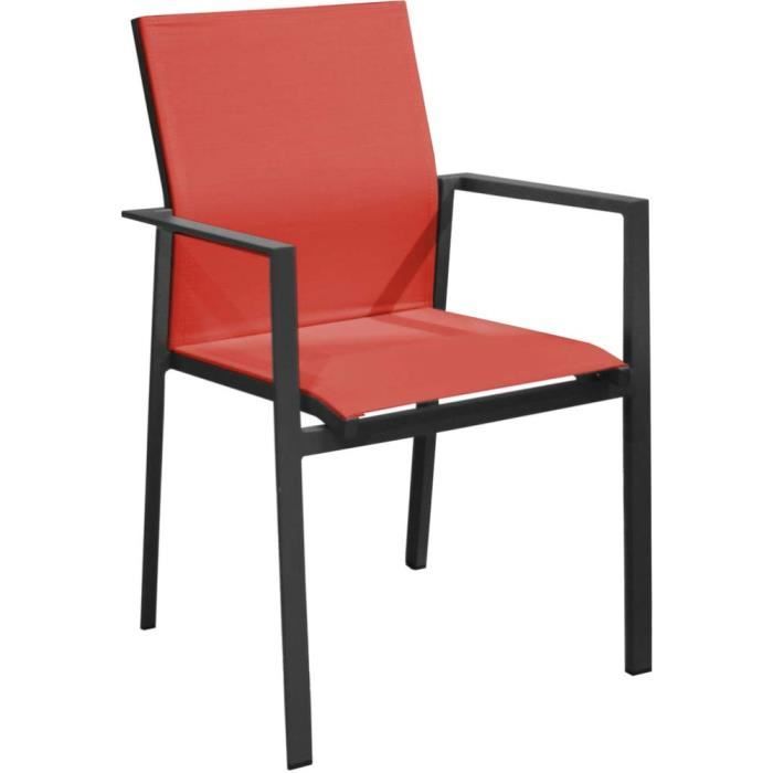 fauteuil de jardin empilable delia graphite, rouge