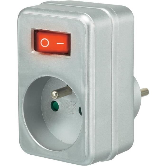 renkforce 778994 adaptateur prise electrique avec interrupteur 1 prise argent arge cdiscount bricolage