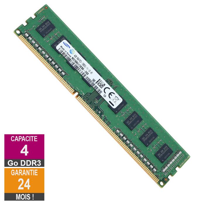 Barrette Mémoire 4Go RAM DDR3 Samsung M378B5173EB0 CK0 DIMM PC3-12800U 1Rx8 - Samsung