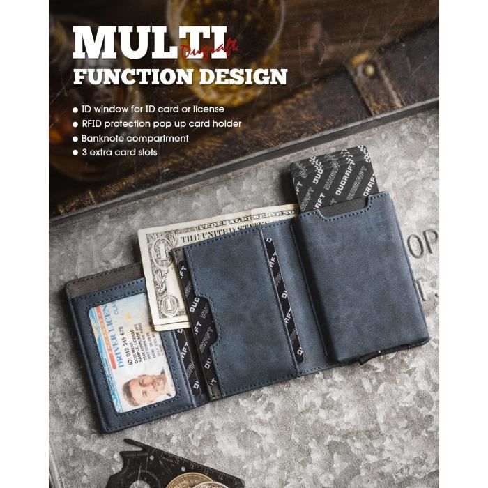 Porte-cartes Minimaliste Femme En Cuir - Portefeuille Fin Zippé Avec Fenêtre D'identification Amovible Et Porte-clés