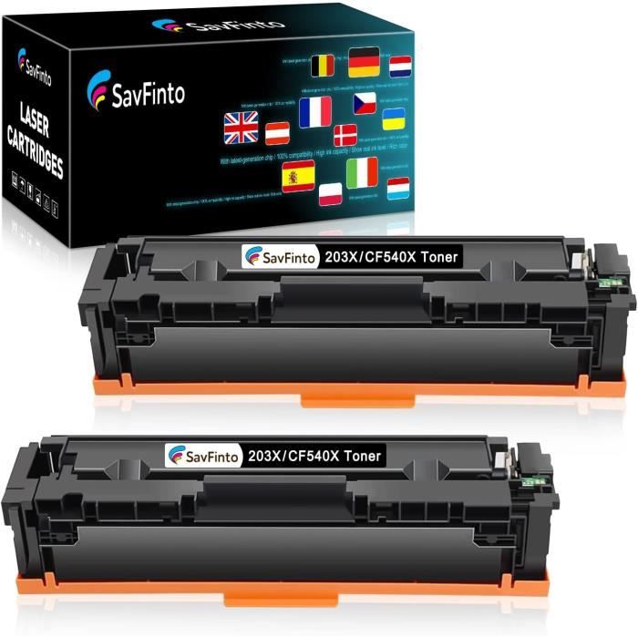Cartouche Toner Compatible HP 203X/CF540X - Pack De 2 Noires - Pour Imprimantes LaserJet Pro MFP M281, M254