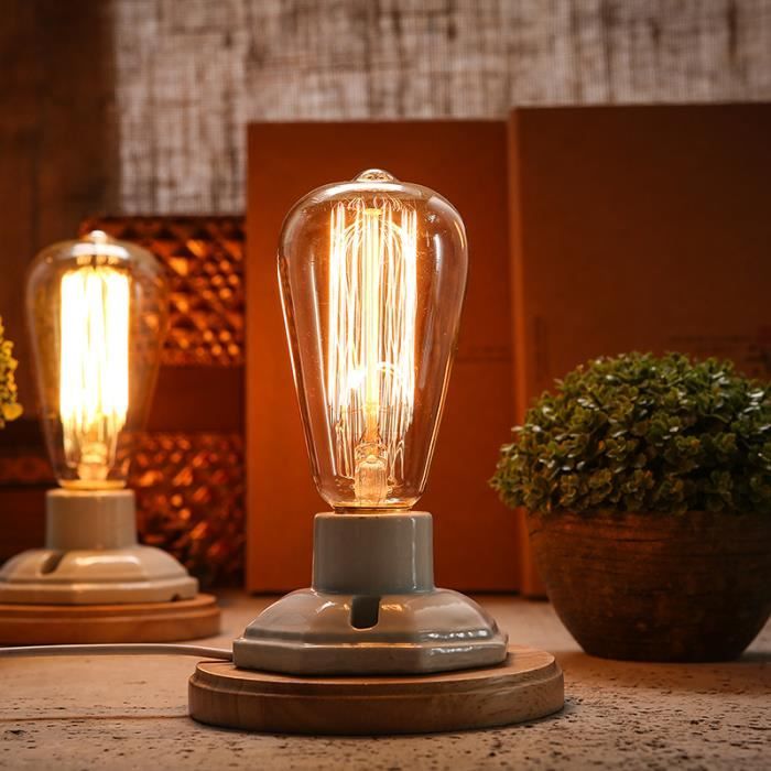 Lampe De Table Industrielle Lampe Edison Table En Ceramique En