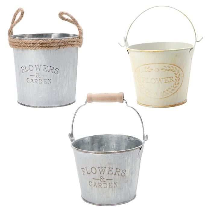 Lot de 2 French Style Vintage Métal Plant Pots cœur fleur conteneurs Jardin S