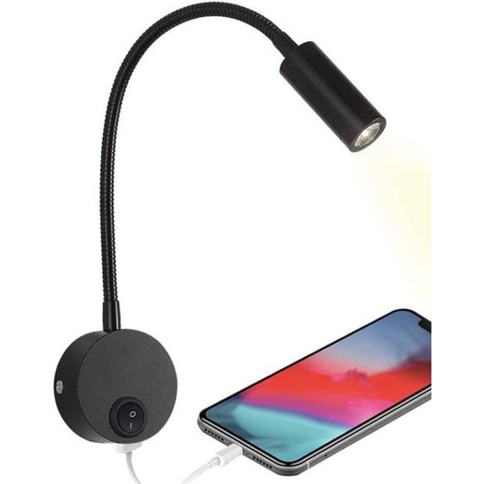 Liseuse LED Dream Lighting 12V - 2W Lumière Chaude 3000K + Bleue - USB Charge - Pour Camping-car, Caravane
