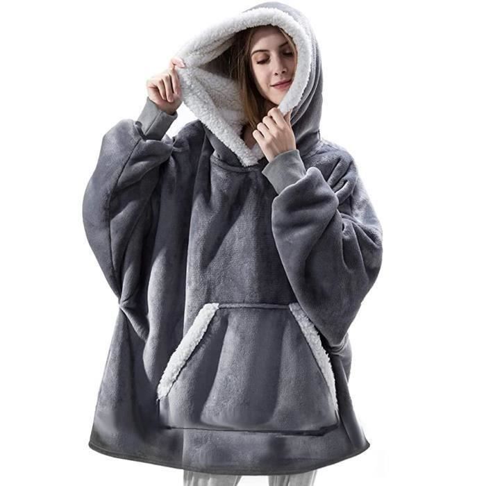 Comparer les prix de Cheap-ReLink® Sweat Plaid à Capuche Couverture Pull Capuchon Sherpa Peluche à Manches TV Plaids Couvertures Adulte Femme Homme Gris
