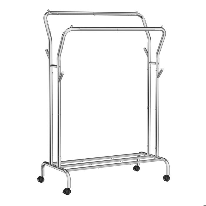 Portant à Vêtements avec Roulettes Charge 100 kg Largeur de 1035 cm Rangement Polyvalent Argent