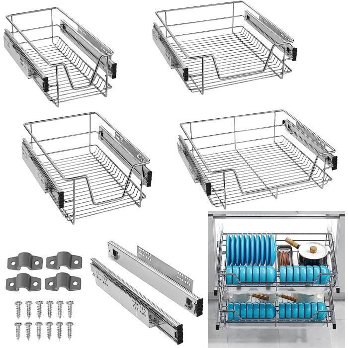 Étagères réglables pour armoire, étagères extensibles sans clous, séparateur d'étagères télescopiques pour armoire, armoire, cuisine, salle de bain, largeur 42 cm, longueur réglable 48 à 80 cm