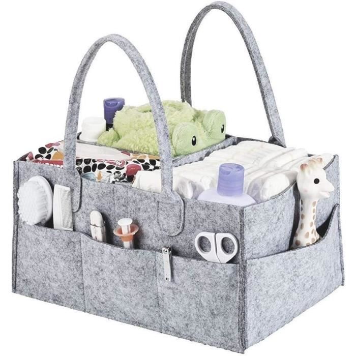 Organisateur Suspendu Pour Couches Bébé - Sac De Rangement En Coton Blanc à Accrocher Au Lit Ou Table à Langer - 5