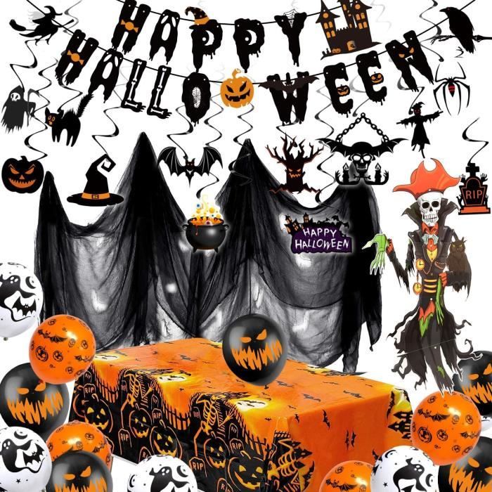 Happy Halloween Ballon Banner - Orange Schwarz Partydekoration