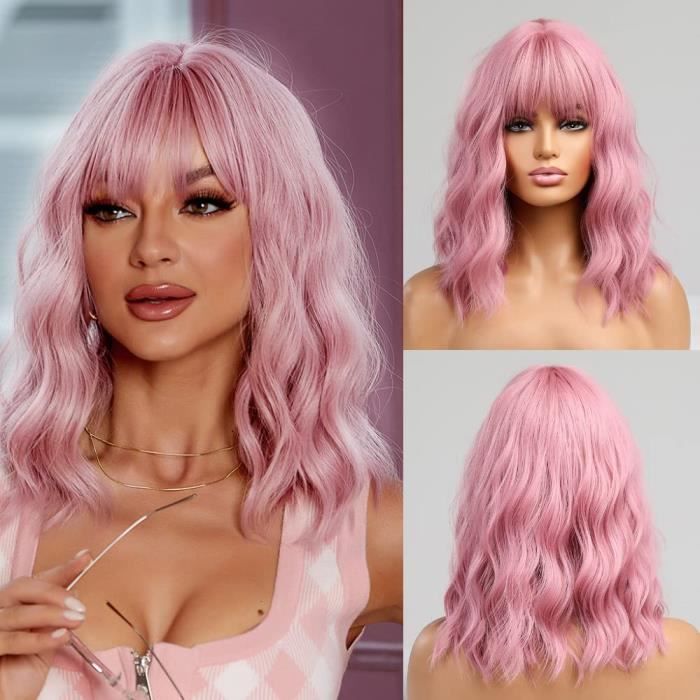 Perruque rose courte on sale