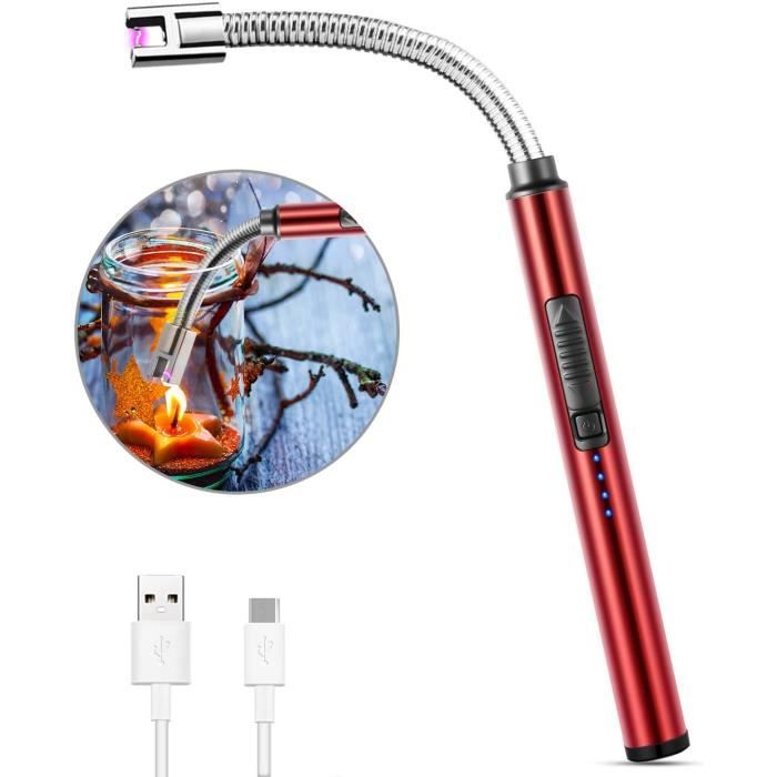 Longue Bougie Électrique Rechargeable Usb, Allume-cigare Coupe-vent À Led, Arc Plasma, Pour La Longue Bougie Électrique Rechargeable Usb, Allume-cigare Coupe-vent À Led, Arc Plasma, Pour La